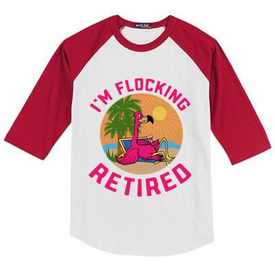 Im Flocking Retired Flamingo Grandma Retiret Pension Gift Kids Colorblock Raglan Jersey