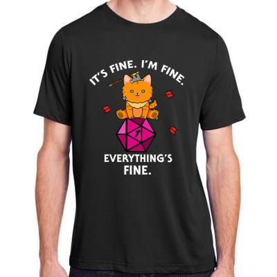 ItS Fine Rpg Gamer Cat D20 Dice Fail Funny Nerdy Geek Adult ChromaSoft Performance T-Shirt