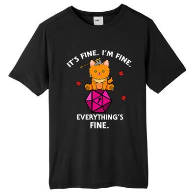 ItS Fine Rpg Gamer Cat D20 Dice Fail Funny Nerdy Geek Tall Fusion ChromaSoft Performance T-Shirt