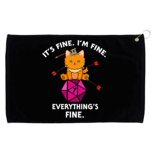 ItS Fine Rpg Gamer Cat D20 Dice Fail Funny Nerdy Geek Grommeted Golf Towel