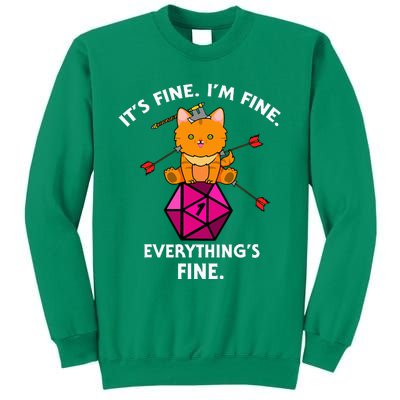 ItS Fine Rpg Gamer Cat D20 Dice Fail Funny Nerdy Geek Sweatshirt