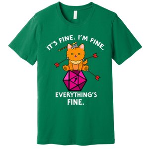 ItS Fine Rpg Gamer Cat D20 Dice Fail Funny Nerdy Geek Premium T-Shirt