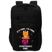 ItS Fine Rpg Gamer Cat D20 Dice Fail Funny Nerdy Geek Impact Tech Backpack