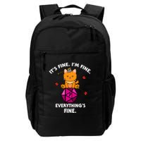 ItS Fine Rpg Gamer Cat D20 Dice Fail Funny Nerdy Geek Daily Commute Backpack