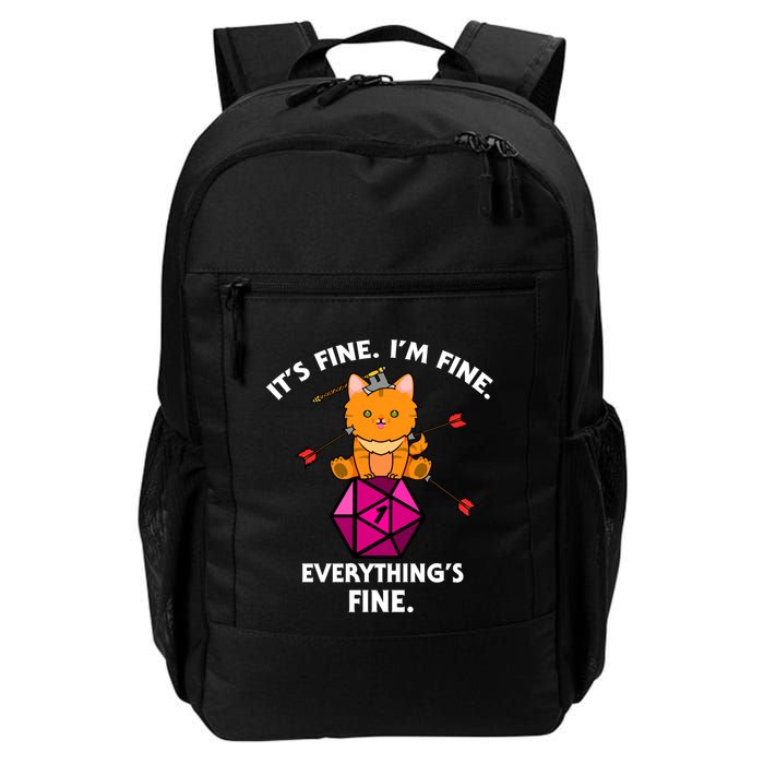 ItS Fine Rpg Gamer Cat D20 Dice Fail Funny Nerdy Geek Daily Commute Backpack