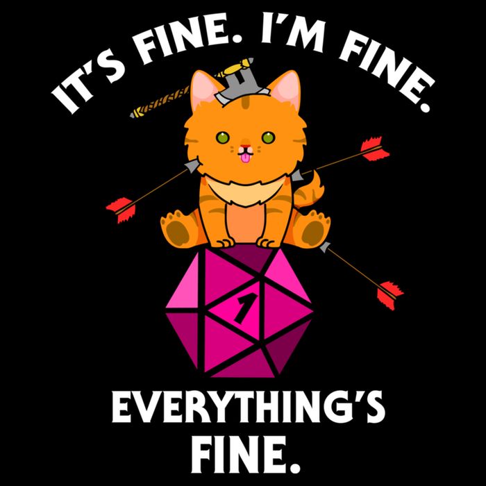 ItS Fine Rpg Gamer Cat D20 Dice Fail Funny Nerdy Geek Daily Commute Backpack