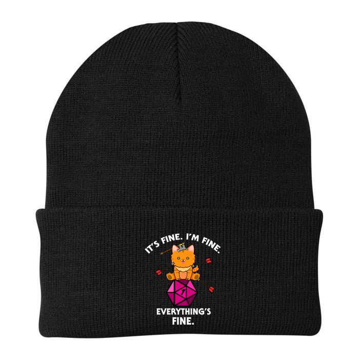 ItS Fine Rpg Gamer Cat D20 Dice Fail Funny Nerdy Geek Knit Cap Winter Beanie