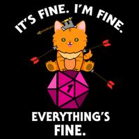ItS Fine Rpg Gamer Cat D20 Dice Fail Funny Nerdy Geek Drawstring Bag