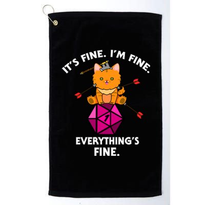 ItS Fine Rpg Gamer Cat D20 Dice Fail Funny Nerdy Geek Platinum Collection Golf Towel