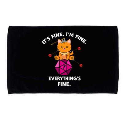 ItS Fine Rpg Gamer Cat D20 Dice Fail Funny Nerdy Geek Microfiber Hand Towel