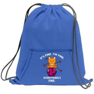 ItS Fine Rpg Gamer Cat D20 Dice Fail Funny Nerdy Geek Sweatshirt Cinch Pack Bag