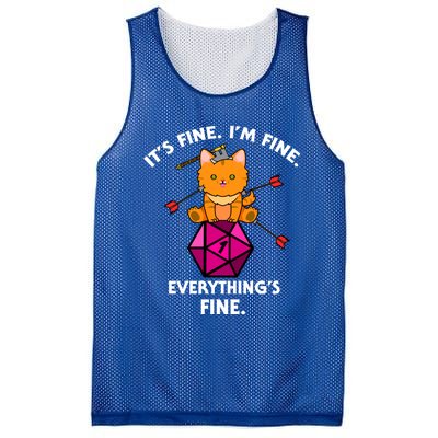 ItS Fine Rpg Gamer Cat D20 Dice Fail Funny Nerdy Geek Mesh Reversible Basketball Jersey Tank