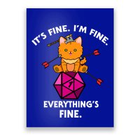 ItS Fine Rpg Gamer Cat D20 Dice Fail Funny Nerdy Geek Poster