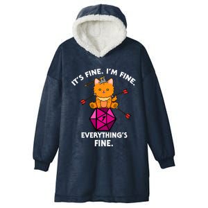 ItS Fine Rpg Gamer Cat D20 Dice Fail Funny Nerdy Geek Hooded Wearable Blanket