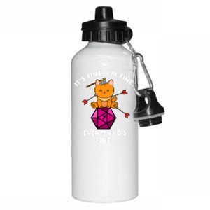 ItS Fine Rpg Gamer Cat D20 Dice Fail Funny Nerdy Geek Aluminum Water Bottle