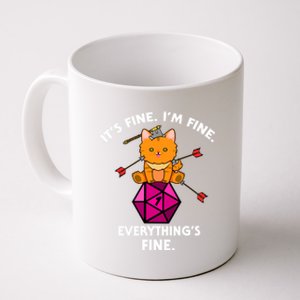 ItS Fine Rpg Gamer Cat D20 Dice Fail Funny Nerdy Geek Coffee Mug