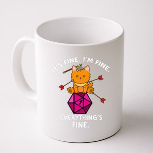 It's Fine RPG Gamer Cat D20 Dice Fail Funny Nerdy Geek Coffee Mug