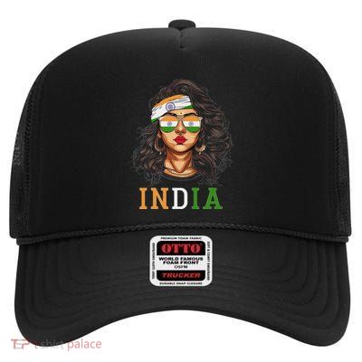 Indian Flag Souvenirs Woman Dress Products India High Crown Mesh Back Trucker Hat