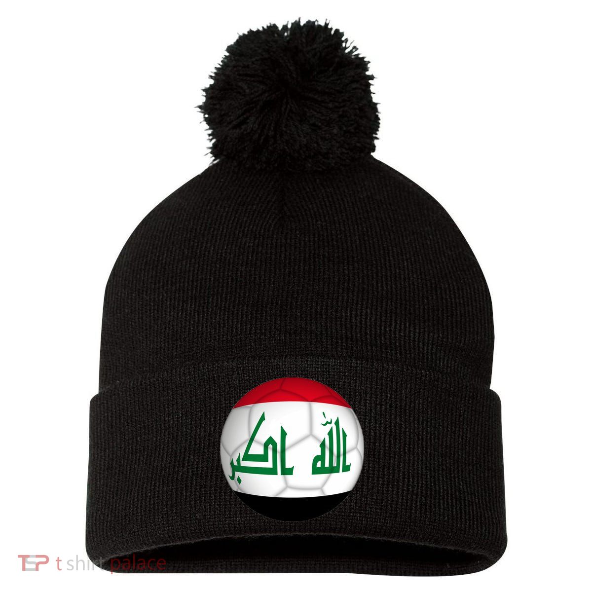 Iraqi Futbol Soccer Team Pom Pom 12in Knit Beanie