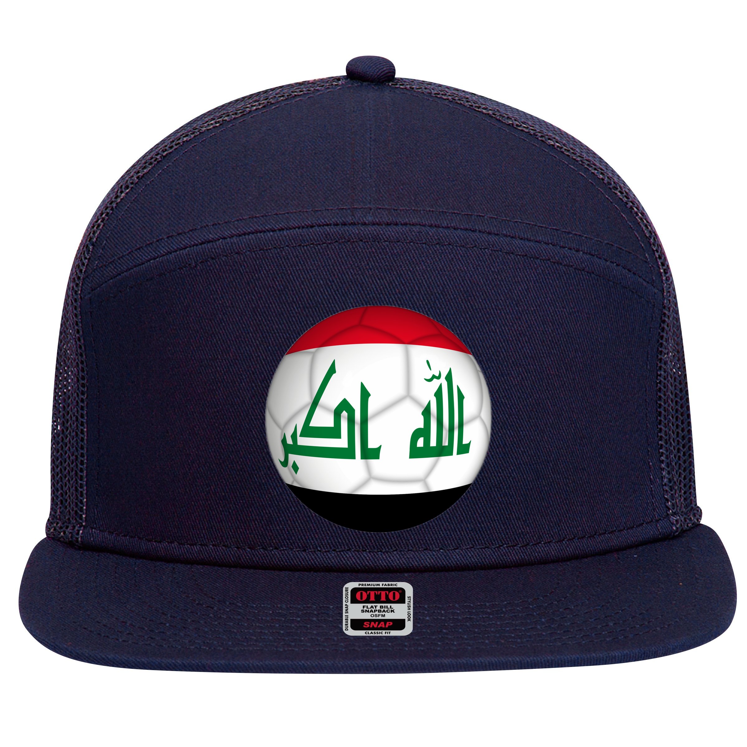 Iraqi Futbol Soccer Team Front And Back 7 Panel Mesh Trucker Snapback Hat