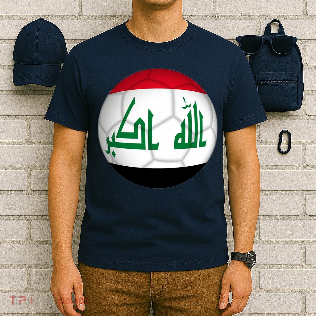 Iraqi Futbol Soccer Team Front And Back T-Shirt