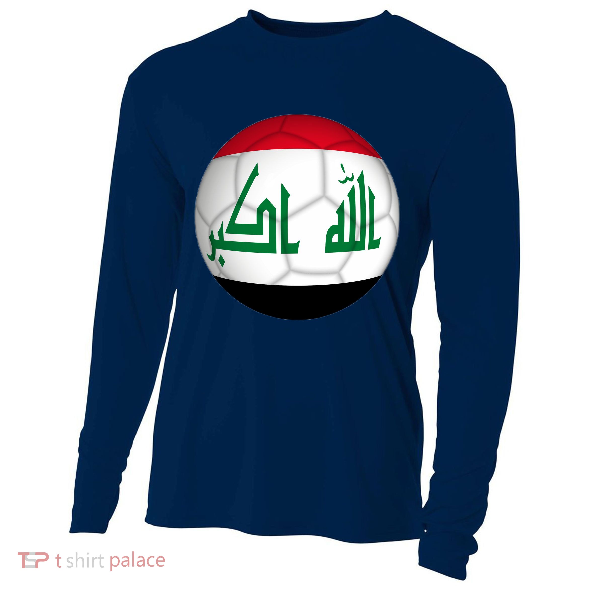 Iraqi Futbol Soccer Team Front And Back Cooling Performance Long Sleeve Crew