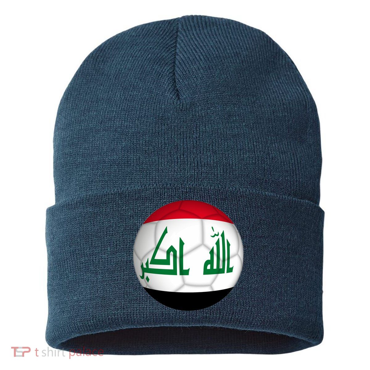 Iraqi Futbol Soccer Team Front And Back Sustainable Knit Beanie