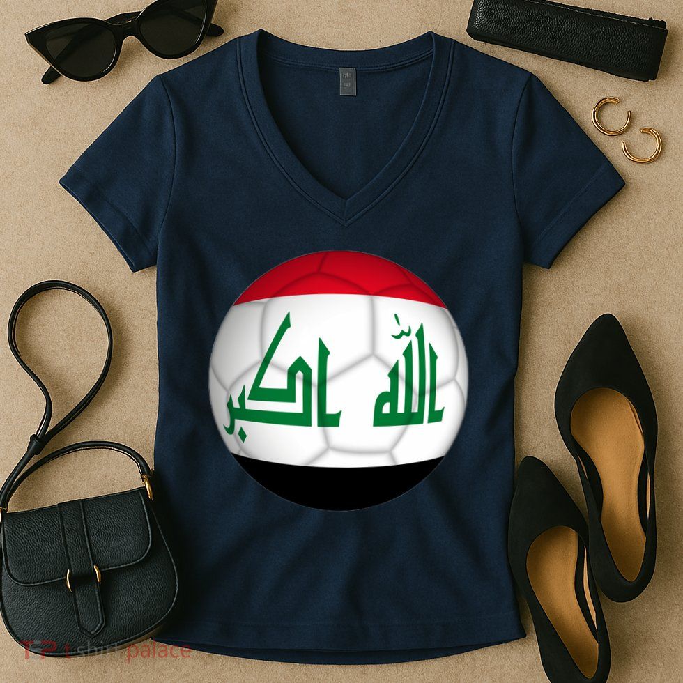 Iraqi Futbol Soccer Team Front And Back Women's V-Neck T-Shirt