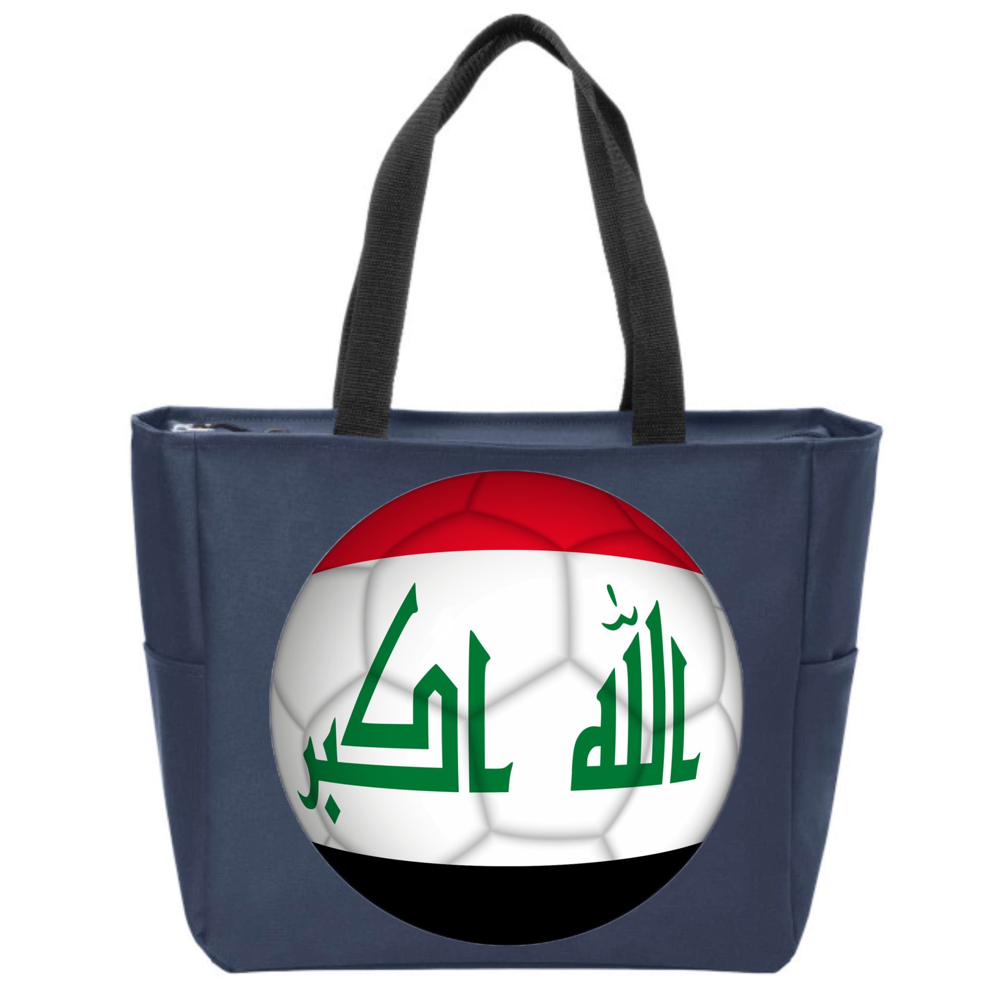 Iraqi Futbol Soccer Team Front And Back Zip Tote Bag