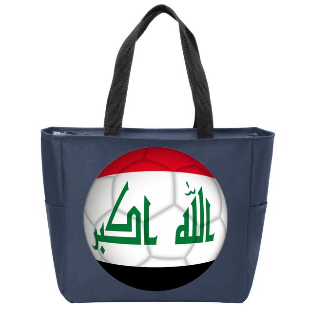 Iraqi Futbol Soccer Team Front And Back Zip Tote Bag