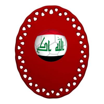 Iraqi Futbol Soccer Team Front And Back Ceramic Oval Ornament