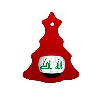 Iraqi Futbol Soccer Team Front And Back Ceramic Tree Ornament