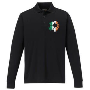 Irish Flag Soccer Football St Patrick's Day Sports Gift Performance Long Sleeve Polo