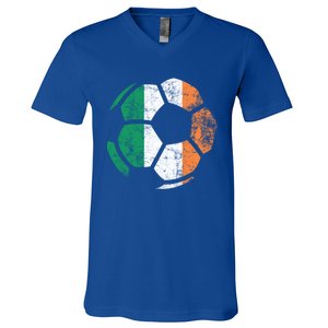 Irish Flag Soccer Football St Patrick's Day Sports Gift V-Neck T-Shirt