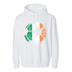 Irish Flag Soccer Football St Patrick's Day Sports Gift Garment-Dyed Fleece Hoodie