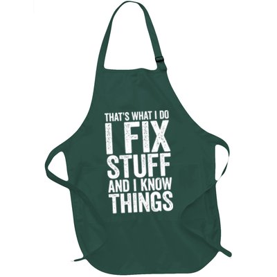 I Fix Stuff And I Know Things Mechanic Full-Length Apron With Pockets