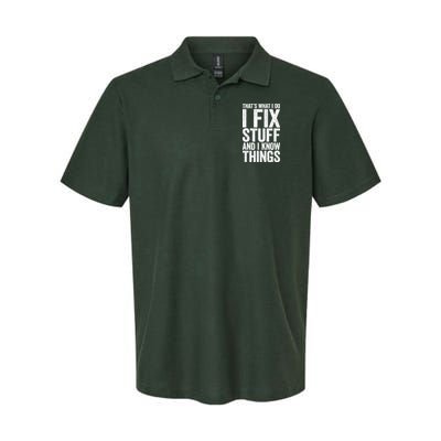 I Fix Stuff And I Know Things Mechanic Softstyle Adult Sport Polo