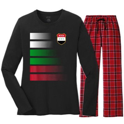 Iraqi Futbol Soccer Jersey Women's Long Sleeve Flannel Pajama Set 