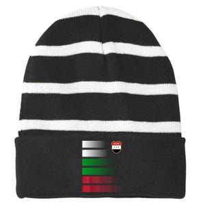 Iraqi Futbol Soccer Jersey Striped Beanie with Solid Band