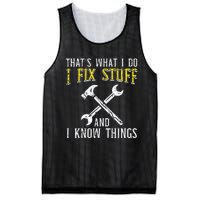 I Fix Stuff And Know Things Funny Car Mechanic Mesh Reversible Basketball Jersey Tank