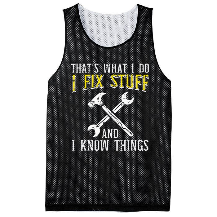 I Fix Stuff And Know Things Funny Car Mechanic Mesh Reversible Basketball Jersey Tank