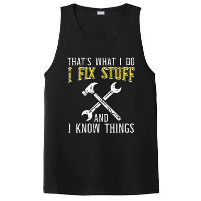 I Fix Stuff And Know Things Funny Car Mechanic PosiCharge Competitor Tank