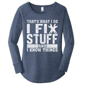 I Fix Stuff Funny Mechanic Engineer Handy FatherS Day Gift Women's Perfect Tri Tunic Long Sleeve Shirt