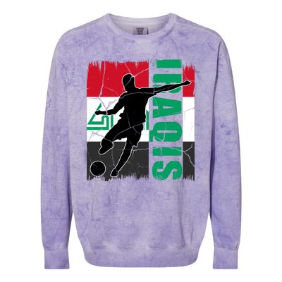 Iraqi Futbol Soccer Player Colorblast Crewneck Sweatshirt