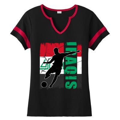 Iraqi Futbol Soccer Player Ladies Halftime Notch Neck Tee