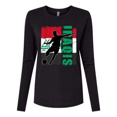 Iraqi Futbol Soccer Player Womens Cotton Relaxed Long Sleeve T-Shirt