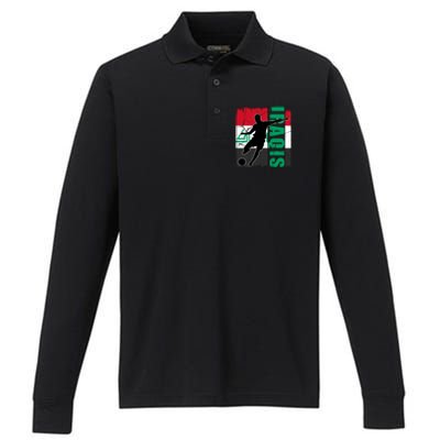 Iraqi Futbol Soccer Player Performance Long Sleeve Polo