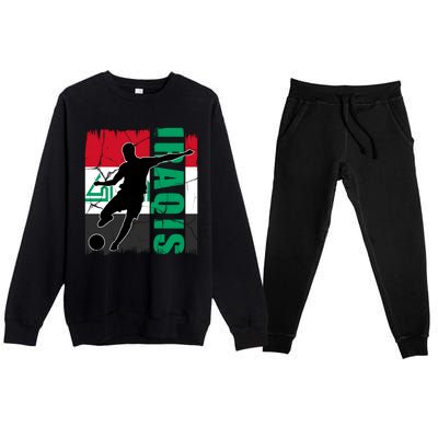 Iraqi Futbol Soccer Player Premium Crewneck Sweatsuit Set