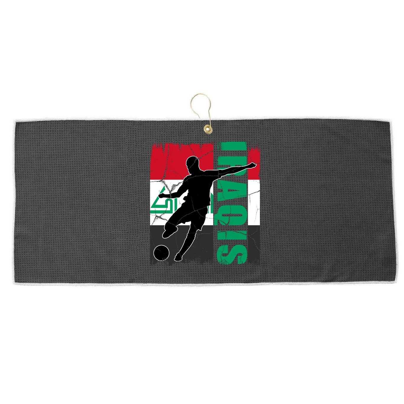 Iraqi Futbol Soccer Player Large Microfiber Waffle Golf Towel