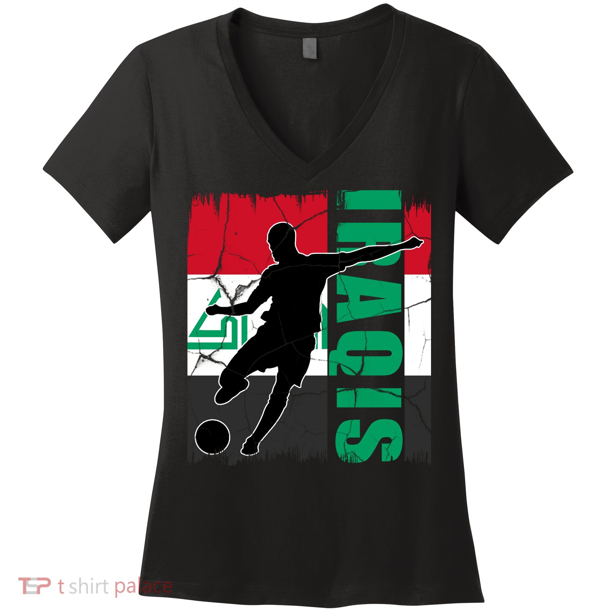 Iraqi Futbol Soccer Player Women's V-Neck T-Shirt